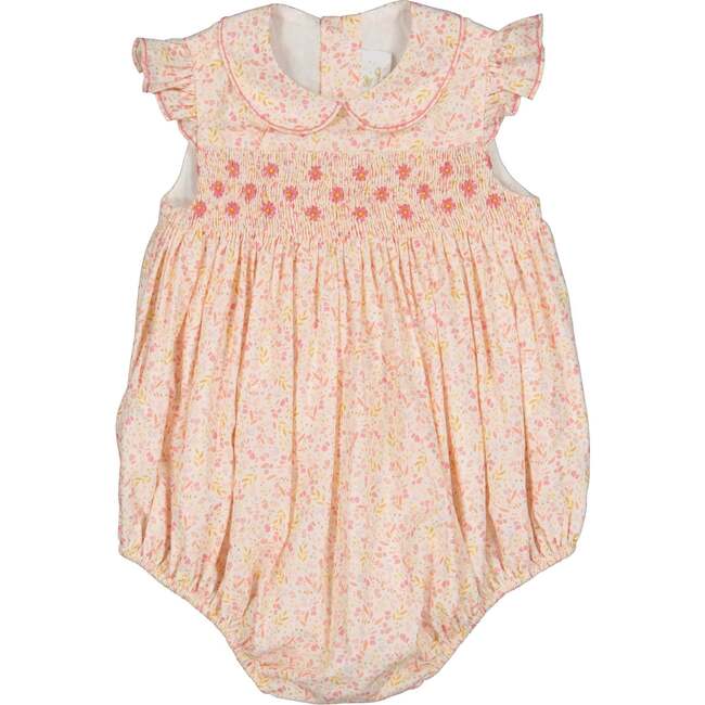 Cosmos Floral Frilled Cap Sleeve Smocked Bubble Pink