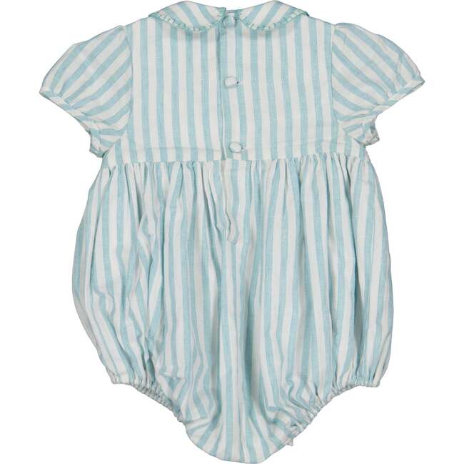Georgette Stripe Smocked Waist Bubble, Green - Onesies - 5