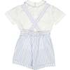 George Stripe Dungaree & Shirt, Blue - Rompers - 6