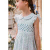 Cosmos Floral Frilled Cap Sleeve Smocked Dress, Blue - Dresses - 3