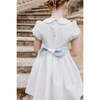 Bagatelle Silk Handmade Smocked Dress, White/Blue - Dresses - 3