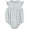 Cosmos Floral Frilled Cap Sleeve Smocked Bubble, Blue - Onesies - 5