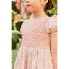 Cherry Floral Short Puff Smocked Dress, Pink - Dresses - 4