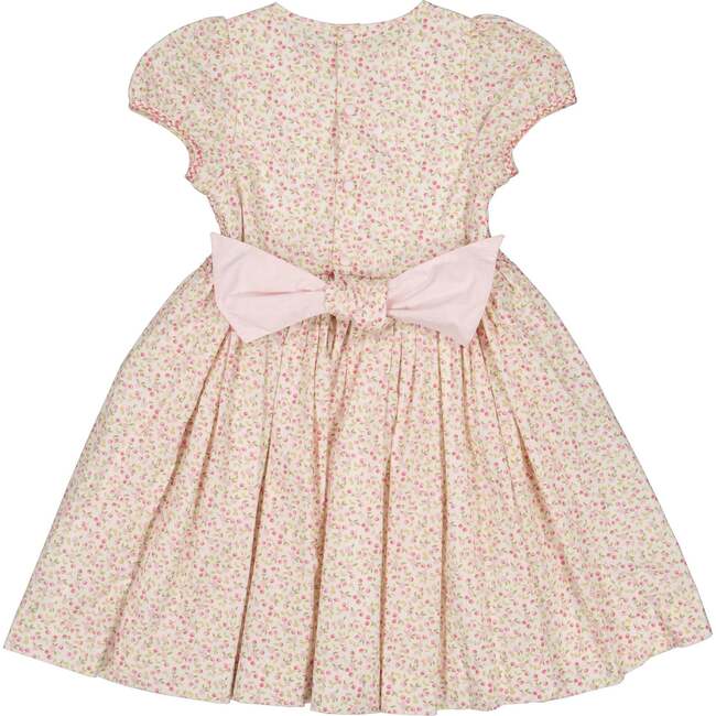 Cherry Floral Short Puff Smocked Dress, Pink - Dresses - 5