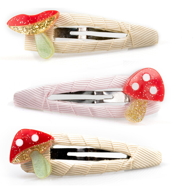 Mushroom Covered Snap Clips, Red & Multicolors