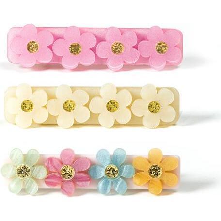 Flowers Satin Hair Clips, Multicolors (Set of 3)