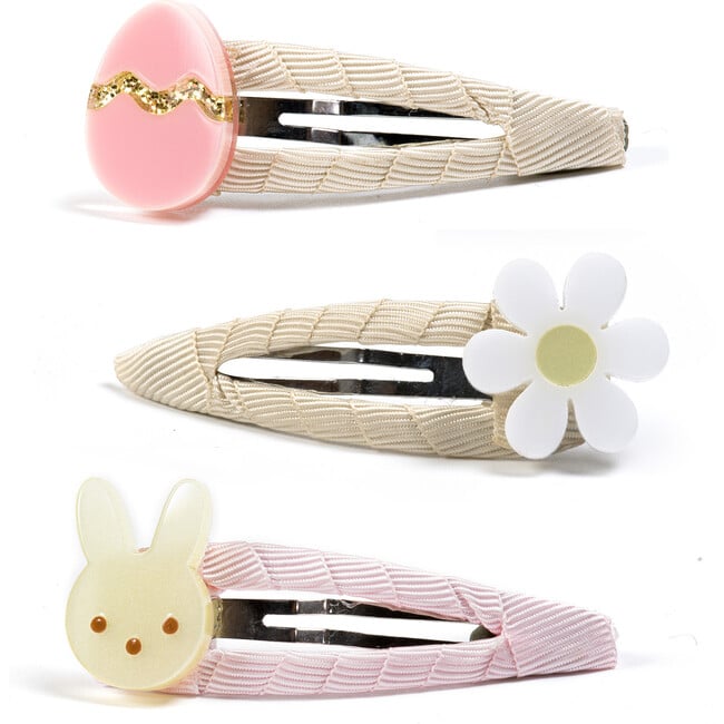 Easter Egg Daisy & Bunny Snap Clips Set, Multicolors - Hair Accessories - 1