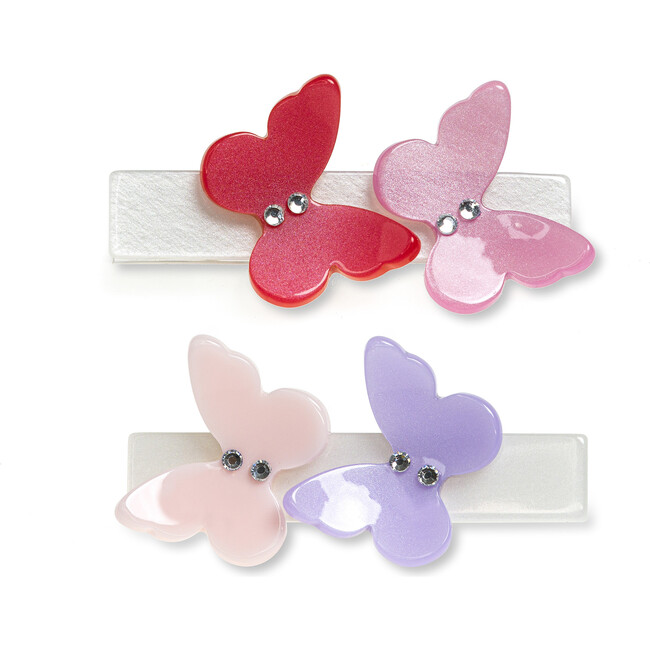 Butterflies Satin Shades Hair Clips, Multicolors