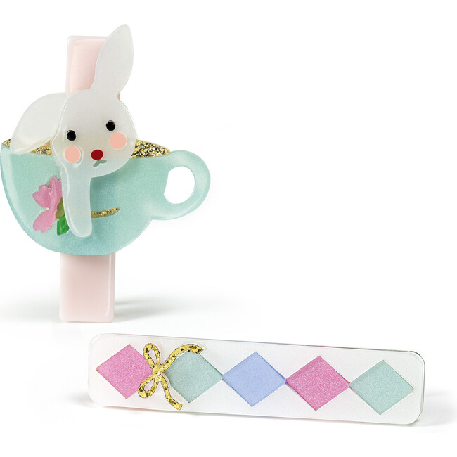 Bunny In A Teacup Hair Clips, Multicolors - Hair Accessories - 2