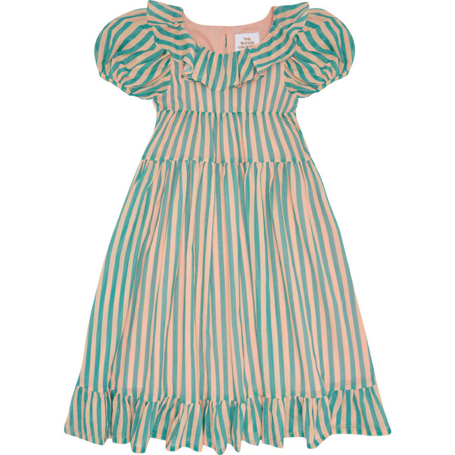 Flutter The Dovecotes Dress, Just Peachy & The Pool Voile Stripe