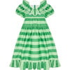 Flutter The Dovecotes Dress, Cricket Green & Cucumber Stripe - Dresses - 1 - thumbnail