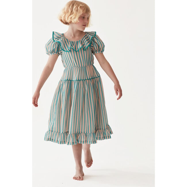 Flutter The Dovecotes Dress, Just Peachy & The Pool Voile Stripe - Dresses - 2