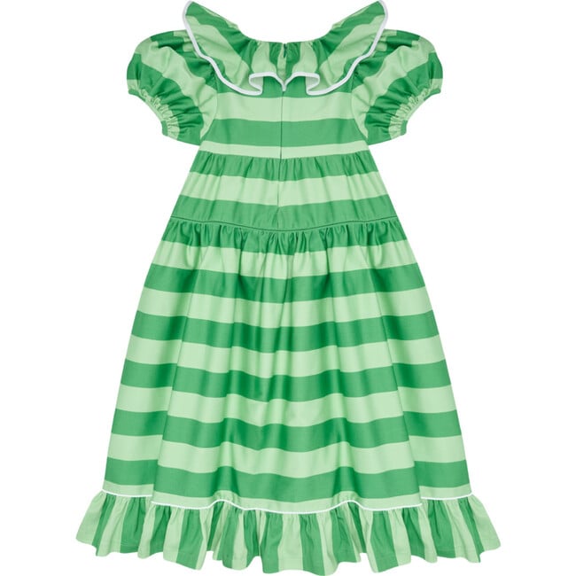 Flutter The Dovecotes Dress, Cricket Green & Cucumber Stripe - Dresses - 3