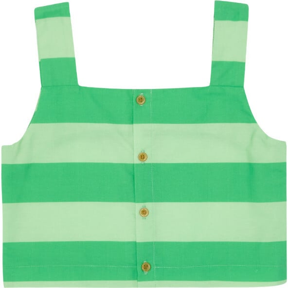 Cream Of The Crop Top, Cricket Green & Cucumber Stripe - Blouses - 3