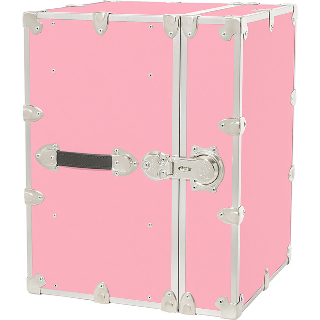 Rhino Bedside Cube Embossed Vinyl Trunk, Pink With Silver Trim