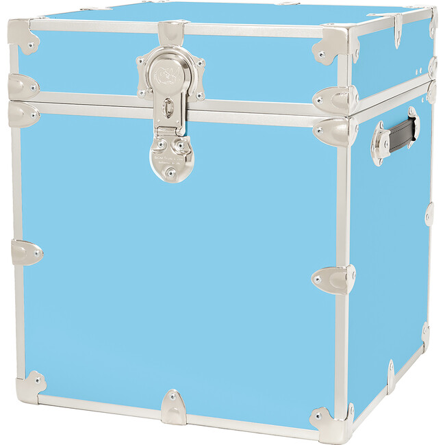 Rhino Cube Embossed Vinyl Trunk, Sky Blue With Silver Trim