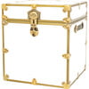 Rhino Cube Embossed Vinyl Trunk, White With Antique Brass Trim - Storage - 1 - thumbnail