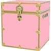 Rhino Cube Embossed Vinyl Trunk, Pink With Antique Brass Trim - Storage - 1 - thumbnail