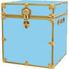 Rhino Cube Embossed Vinyl Trunk, Sky Blue With Antique Brass Trim - Storage - 1 - thumbnail