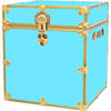 Rhino Bedside Cube Embossed Vinyl Trunk, Sky Blue With Antique Brass Trim - Storage - 1 - thumbnail