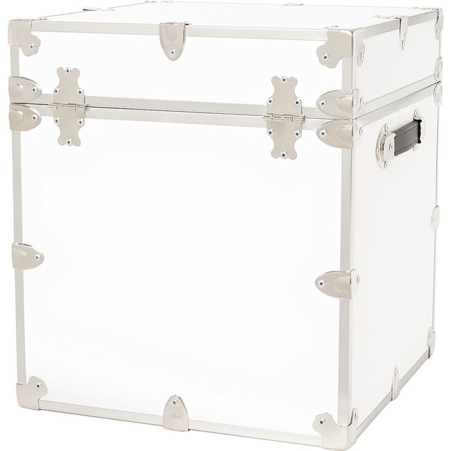 Rhino Cube Embossed Vinyl Trunk, White With Silver Trim - Storage - 2