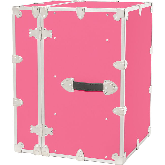 Rhino Bedside Cube Embossed Vinyl Trunk, Pink With Silver Trim - Storage - 2