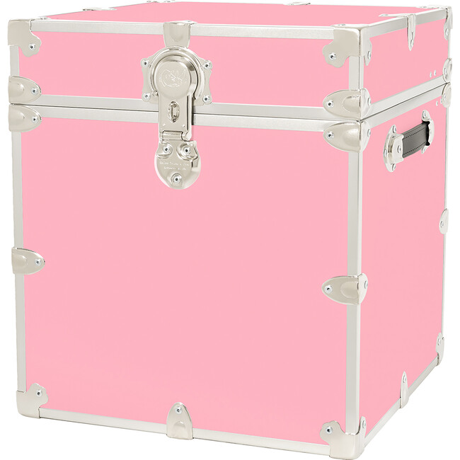 Rhino Cube Embossed Vinyl Trunk, Pink With Silver Trim