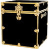 Rhino Cube Embossed Vinyl Trunk, Black With Antique Brass Trim - Storage - 1 - thumbnail