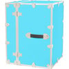 Rhino Bedside Cube Embossed Vinyl Trunk, Sky Blue With Silver Trim - Storage - 2