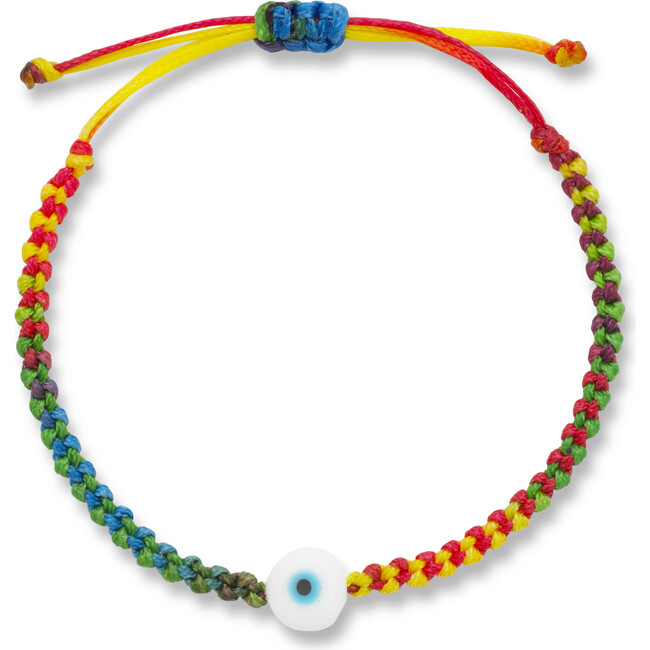 Kids Evil Eye Braided Bead Bracelet, Rainbow