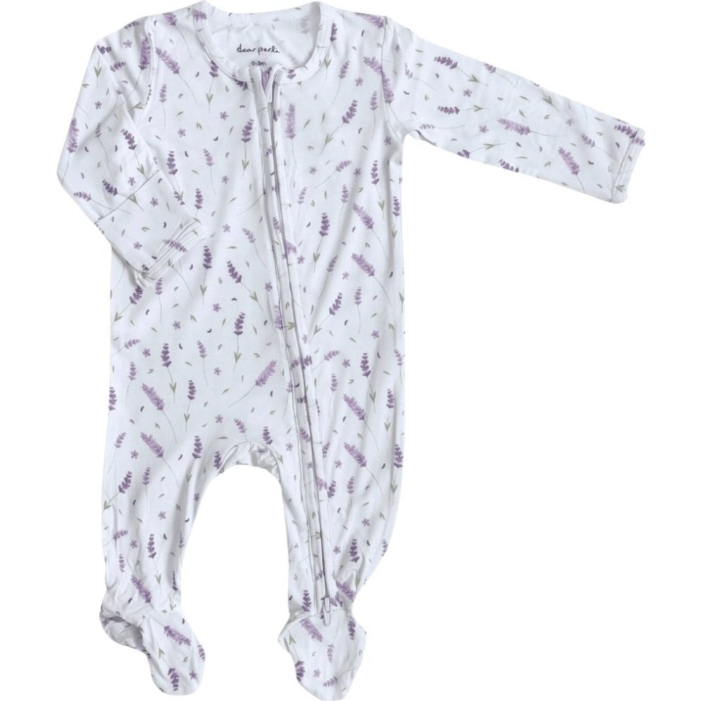 Footie Zippered One Piece, French Lavender - Footie Pajamas - 1
