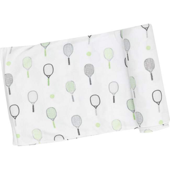 Tennis Print Swaddle Blanket, Green
