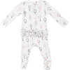 Tennis Print 2-Way Zipper Ruffle Back Footie, Pink - Footie Pajamas - 2