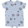 Sports Ball Print Henley Shortall, Blue - Rompers - 1 - thumbnail