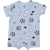 Sports Ball Print Henley Shortall, Blue - Rompers - 2