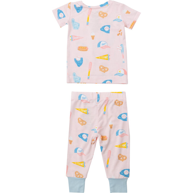 Softball Print Lounge Wear Set, Pink - Mixed Apparel Set - 2