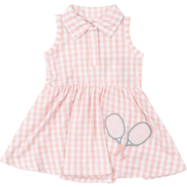 Mini Gingham Tennis Tank Bodysuit Dress, Pink