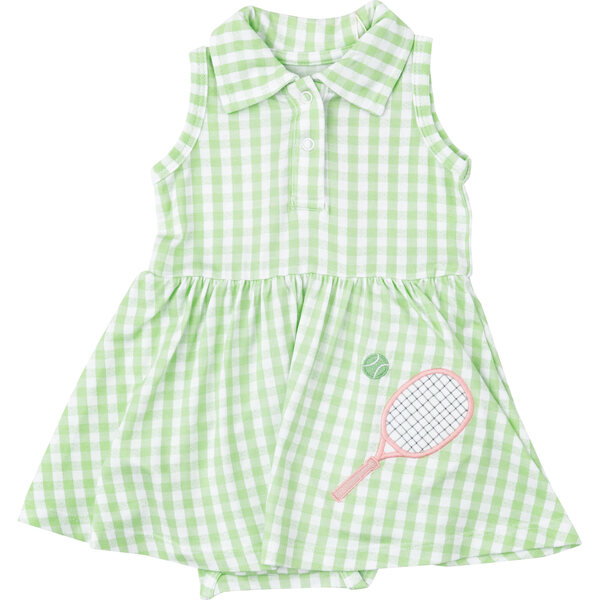 knee length dresses for ladies Tabor Tennis Dress (Women's) in Grass Court Green Gingham Green Gingham / Xs