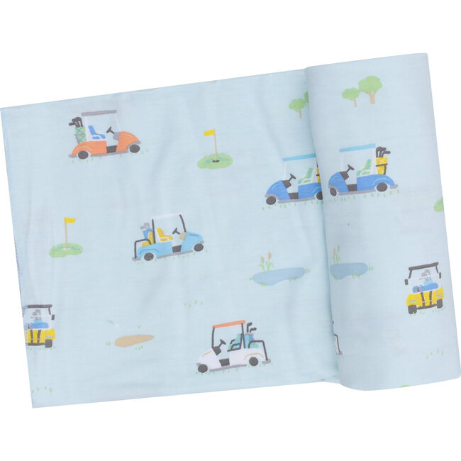 Golf Carts Print Swaddle Blanket, Blue