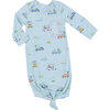 Golf Carts Print Knotted Gown, Blue - Nightgowns - 1 - thumbnail