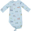 Golf Carts Print Knotted Gown, Blue - Nightgowns - 2