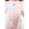 Softball Print Twirly Short Sleeve Dress, Pink - Dresses - 6