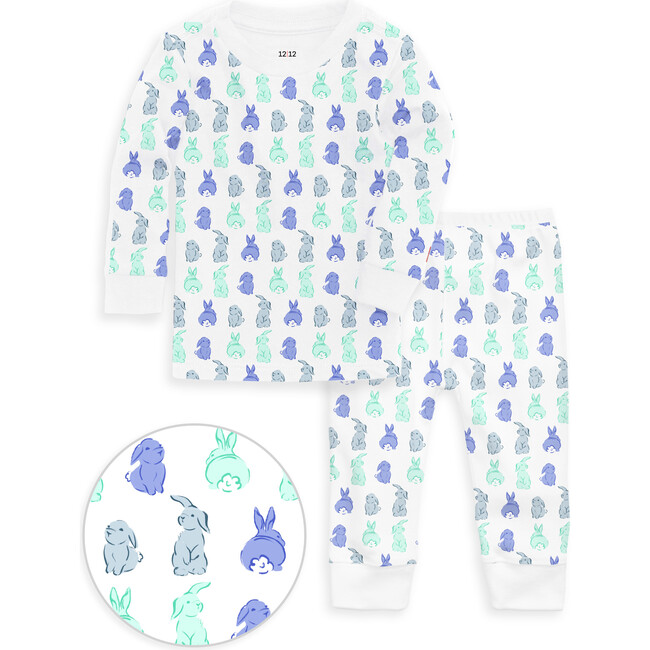 The Organic Long Sleeve Pajama Set, Bunny Tails