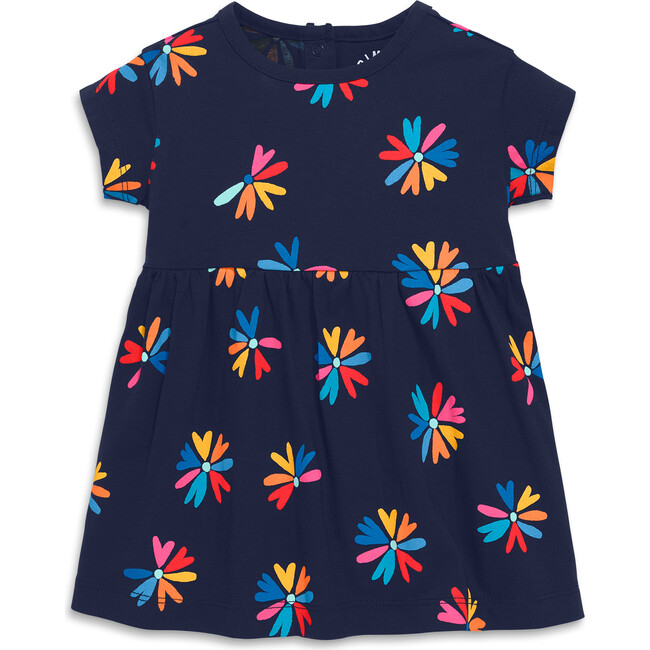 Baby Dress In Bright Blooms, Navy Multi Blooms