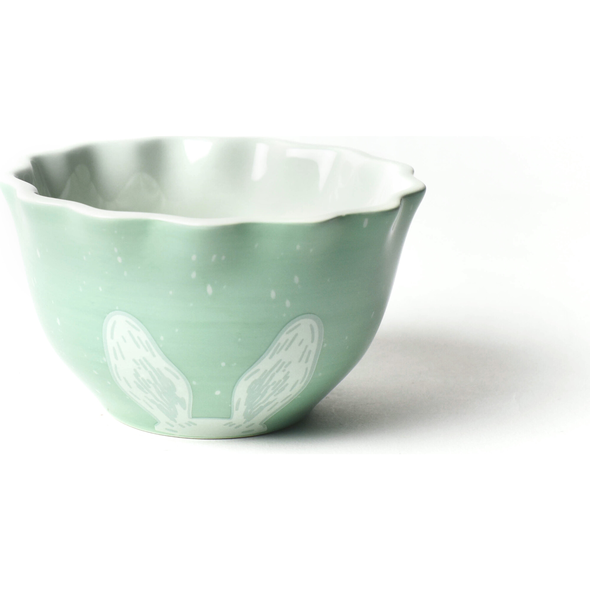 Speckled Rabbit Ears Ruffle Appetizer Bowl Sage - Tabletop - 1