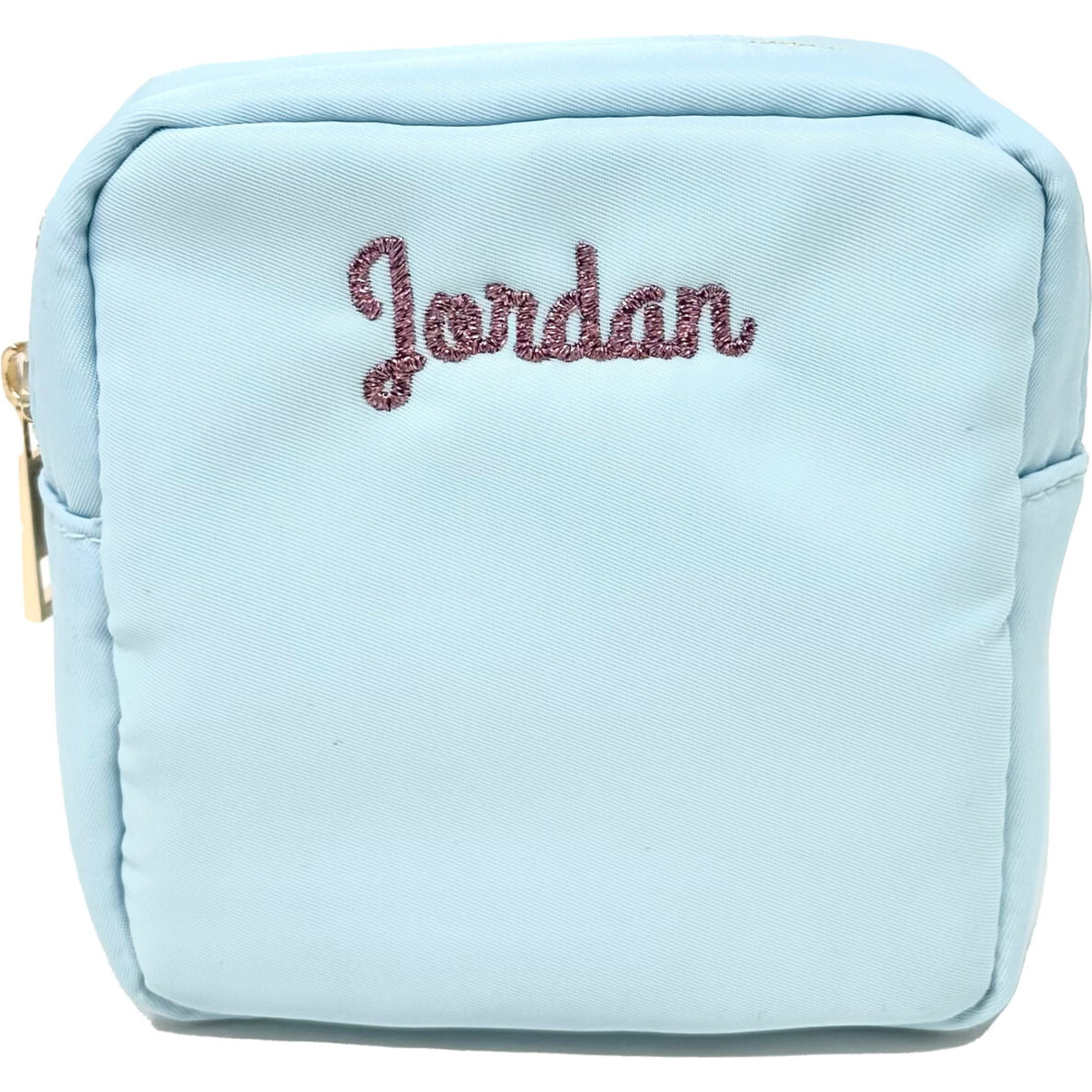 Custom Embroidered Mini Nylon Pouch, Blue - Bags - 1