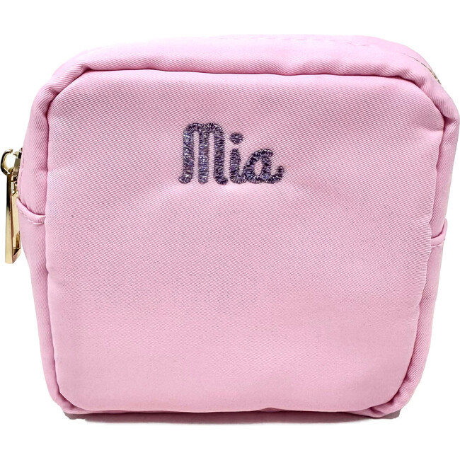 Custom Embroidered Mini Nylon Pouch, Pink