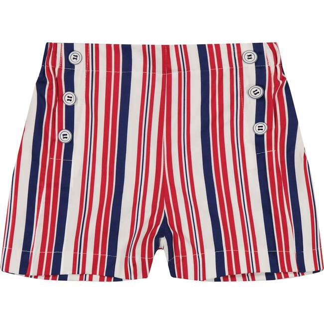 Sailor Button Shorts Red White, Stripes