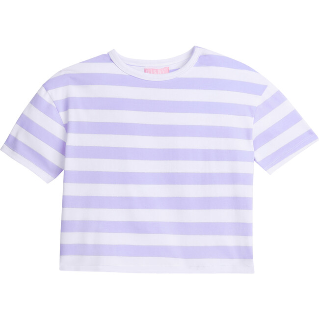 Boxy Tee, Lilac Metallic Stripe