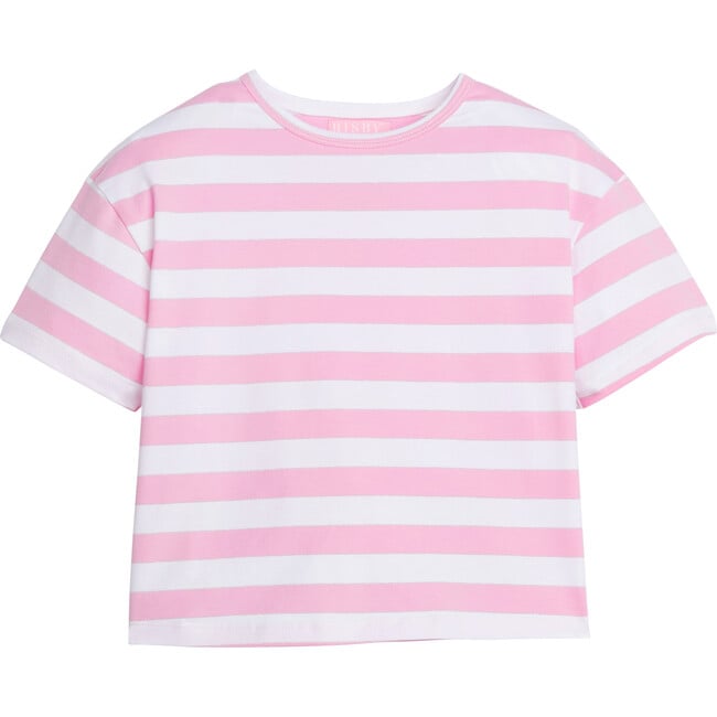 Boxy Tee, Pink Metallic Stripe